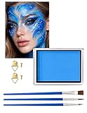 Jutqut Face & Bodypainting Farben Goth Blau Foundation Fasching, Theaterschminke Blau, Waschbar Ungiftige Gesichtsbemalung Schminkpalette, Face Paint Körperbemalung Schminkfarben &Schminke karneval