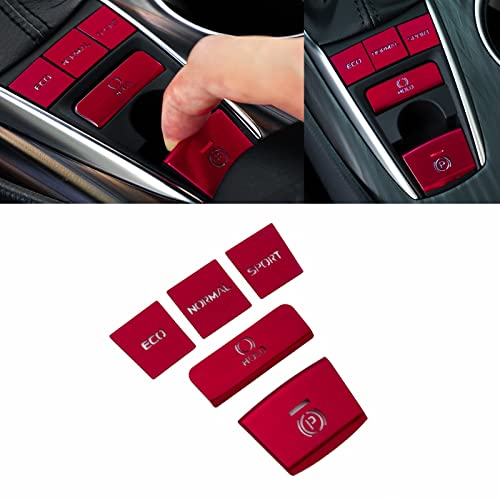 Xotic Tech 5X Race Red Aluminum Alloy Gear Shift Button Switch Frame Cover Trim Compatible with Toyota Camry 2018-2024