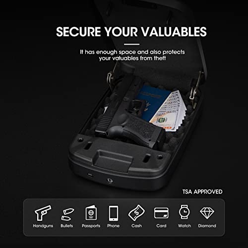 Biometric Gun Safe Gun Safes For Pistols Car Handgun Safe Gun Lock Case Quick Access With Auto Open Lid #TOP5