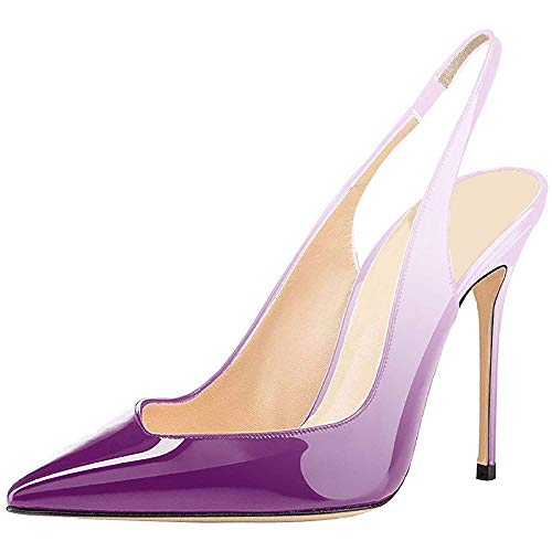 Fericzot Women's Slingback Pumps Pointed-Toe Ankle Strap Summer Dress Shoes Sling Back Pump Stiletto Heels Plus Size