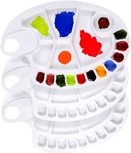 3 Pieces Art Drawing Painting Plastic Paint Tray Palettes Acrylic Paint Palette Watercolor Mixing Palette for Artist Painting Lovers Oil Watercolor (3pcs)