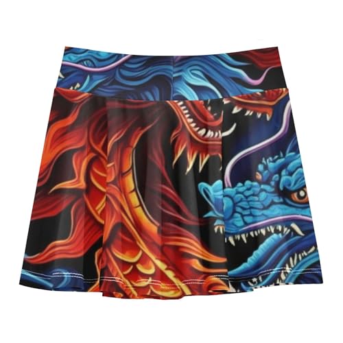 Joisal Tennis Skirts Toddler Blue Red Dragons Athletic Shorts for Girls Skorts Cute Flowy Skort 4t2