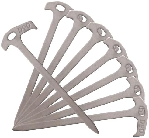 DOD Shakeen Peg Set (L) - 8 Pack Heavy Duty 11-Inch Forged Steel Tent Stakes - Durable Ground Anchors for Tents and Tarps - Silver/Black