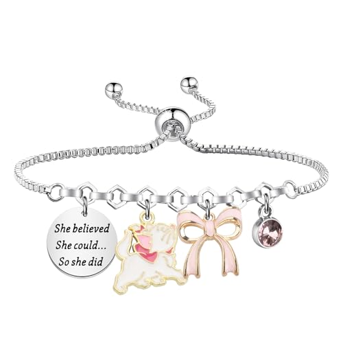 PLITI Cat Movie Inspired Gift Cartoon Cat Gift She Believed She Could So She Did Pink Cat Bracelet For Cats Lover - Main Image
