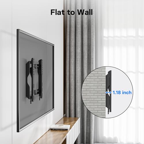 Image of BONTEC Low Profile TV Wall Mount Bracket for Most 17-45 inch LED /LCD /OLED Plasma Flat Screen TVs, Ultra Slim Tilt Wall Mount up to 30kg, Max VESA 200x200mm, Bubble Level and Cable Ties Included