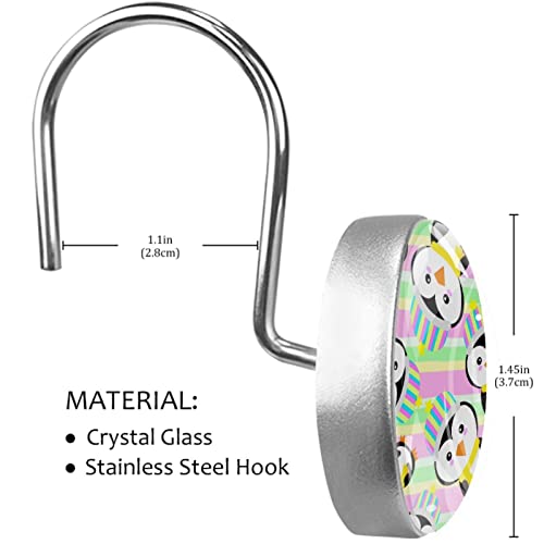 Crochets de rideau de douche pingouin en acier inoxydable x12 - 4