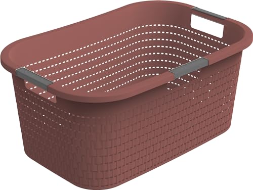 Rotho Country Wäschekorb 40l, Kunststoff (PP) BPA-frei, rot, 40l (58.0 x 38.9 x 25.1 cm)