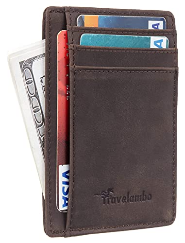 Travelambo Front Pocket Minimalist Leather Slim Wallet RFID Blocking2