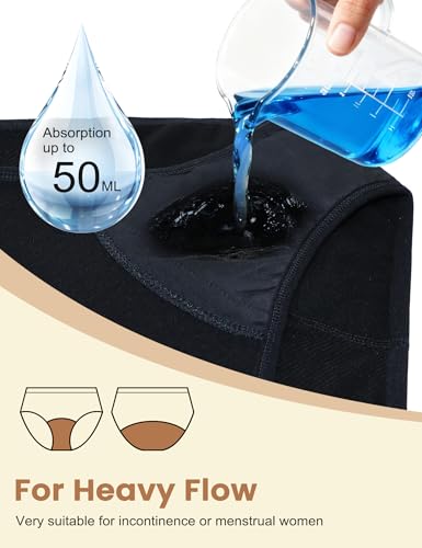 Image of ECO PERIOD Seamless Period Panties Heavy Flow Period Underwear for Women | Leakproof Menstrual Underwear, Incontinence Briefs, Soft Postpartum Panties, No Show Period Panty, Overnight Protection