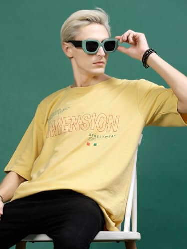 Image of Rigo Back Printed Half Sleeves Round Neck Oversized T-Shirt for Men | Drop Shoulder T-Shirt for Men | Loose Baggy Fit T-Shirt for Men