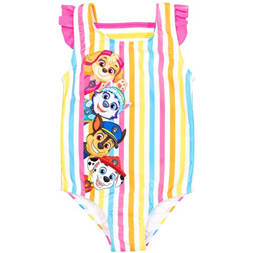 Paw Patrol Marshall Rubble Chase 5 Piece Swimsuit Set: One-Piece Swimsuit Swim Rash Guard Tankini Top Bottom Skort3