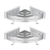 GRICOL Shower Shelf Corner Adhesive Bathtub Caddy Wall Mounted Bathroom No Drill Aluminum Basket Storage for Shampoo Kitchen Organizer with Razor Holder-2 Pack