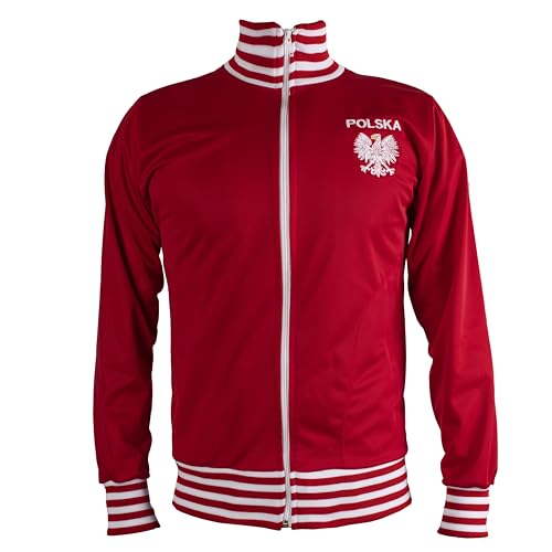 JL Sport Polonia chaqueta retro de chándal fútbol 1980 con cremallera para hombre