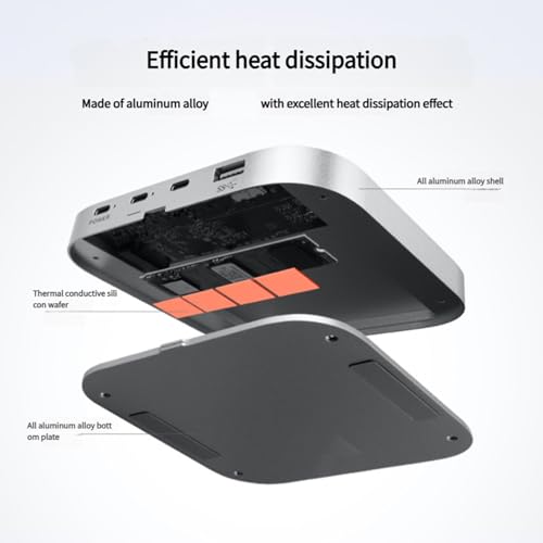 Boîtier disque solide pour mini PC avec concentrateur USB C en aluminium - 6