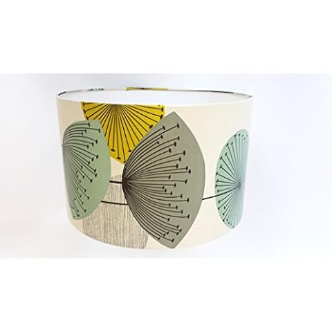 30cm Blue / Grey Sanderson Dandelion Clocks Wallpaper lampshade / lightshade with a FREE frosted Diffuser Cover