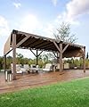 IDEALHOUSE Backyard Discovery 12 Ft x 20 Ft x 7.5 Ft Cedar Wood Pergola Kit with Canopy, Shade | Rain Protection, Heavy Duty Shelter for Outdoor Deck Garden Backyard Lawn Entertaining, Brown