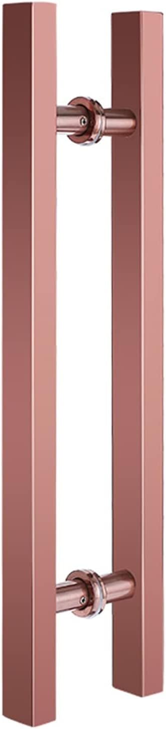 CWCQGH Sliding Door Handle Push Pull Door Handles, Bathroom Lobby Warehouse, Ergonomical Square Dohandle Hardware, Stainless Steel Commercial Door Handle,Rose D-60Cm/23.6In
