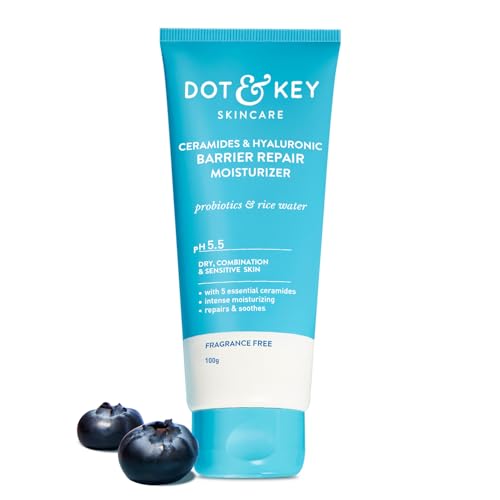 Dot & Key Ceramides Moisturizer with Hyaluronic for Intense Moisturizing and Skin Strengthening | With Probiotic & Rice Water I Barrier Repair Cream | For Dry Skin, Normal Skin & Sensitive Skin | 100g (Image - 1)