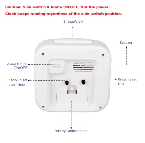 Image of Tinload 5.5 inch Large No Ticking Analog Alarm Clock,Silent Readable for Seniors,Easy to Set,Gradual Rise Alarm,Big Numbers,Gentle Wake,Snooze, Lighted on Demand,Battery Operated,White