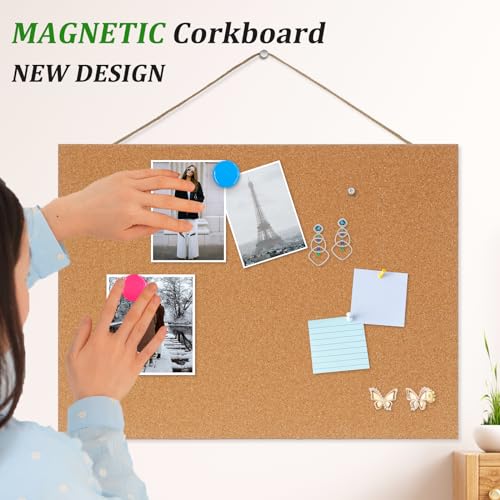 Dollar Boss NDF-MCB-3040-1PC Magnetic Cork Board, 16 Inch X 12 Inch Small Cork Bulletin Board 0.7 Inch Thick Frameless Corkboards thumb #1
