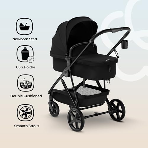 MAMA & BABY Rovee 2-in-1 Baby Stroller, Convertible Infant & Toddler Stroller with Reversible Seat, Large UPF 50+ Sun Canopy, Foldable Stroller with Shock-Absorbing Wheels & Storage Basket