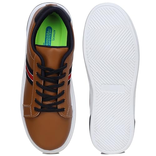 Image of ATHCO mens Milan Sneaker|Memory Foam Comfort|Laceup|Casual Shoes for Men|Soft Trendy Shoes For men|Fashion Sneaker|Genz|Millennials|Alpha|Footwear|Lightweight|EasyCare|Comfortable|Dailyuse|Extrasoft|SlipResistant|Durable|EasyCare|Shoes For Men's & Boy's
