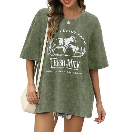 Image of Wrenpies Zipper Nursing Friendly Tops for Women Breastfeeding Maternity Shirts Cotton Oversized Graphic Acid Wash Funny Tees