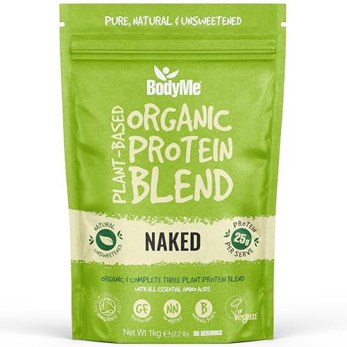 BodyMe Organic Vegan Protein Powder Blend, Naked Natural - Unsweetened, Low Carb, 3 Plant Based Vegan Protein Powder with 25g of Complete Protein, Gluten and GMO Free, 1kg | UK