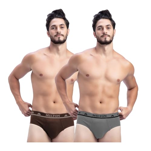 Image of Milton Mens Pure Cotton Solid Briefs|Soft Breathable Underwear for Men|Outer Elastic Comfort Fit Waistband|Skin-Friendly Essentials|Multi-Color, Color Name May Vary as per Availability|Pack of 2