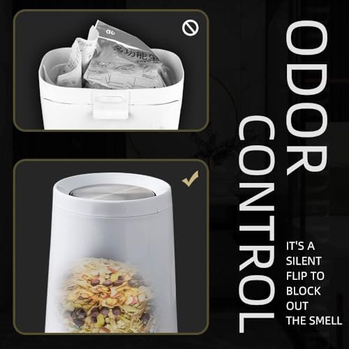 Image of 10 L /2.6Gallen,Swing Lid Trash Can,Metal Garbage Can with Flipping Lid,for Bathroom,Living Room,Bedroom,Hotel,Office, Laundry Room(White)