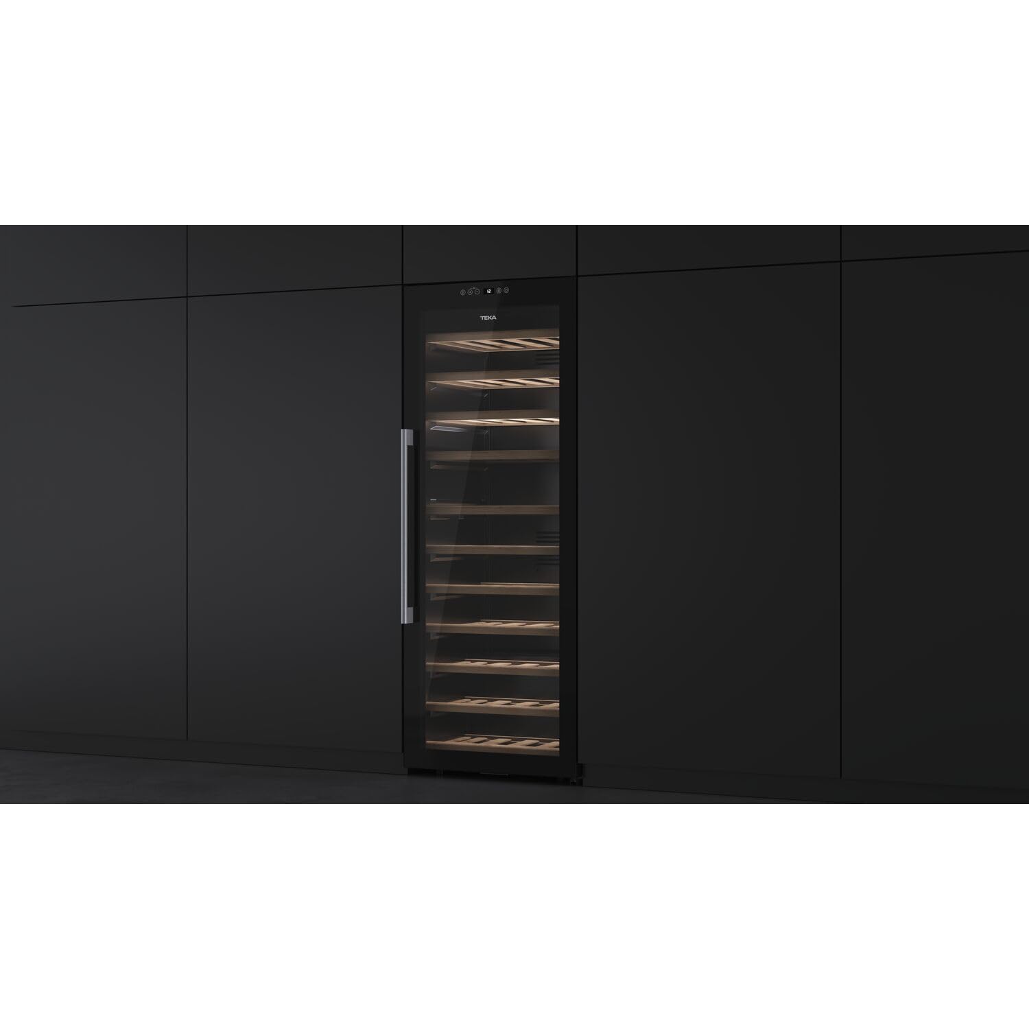 Teka Vinoteca de Libre Instalación 51 Botellas, Iluminación LED, Control Electrónico de Temperatura, Capacidad Total 159 Litros, Patas Regulables, Modelo RVF 10051 GBK