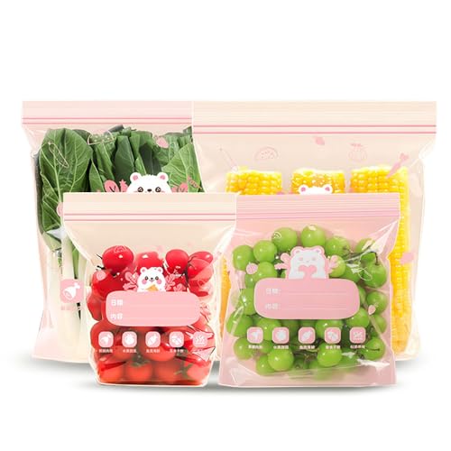 Jrhncy 75 Stück Gefrierbeutel,BPA-frei Gefrierbeutel wiederverwendbar für Lebensmittel,Frischhaltebeutel,zipper Beutel,Versiegelter Küche Beutel für Gemüse Milch Snacks Fleisch Sandwichbeutel