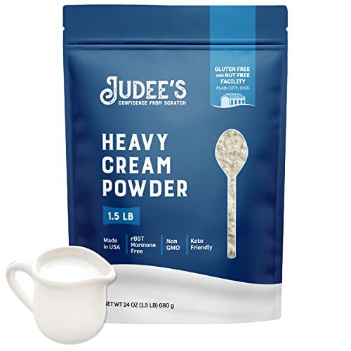 Judee's Heavy Cream Powder 1.5 lb (24oz) - GMO and Preservative Free - Produced in the USA - Keto Friendly - Add Healthy Fat to Coffee, Sauces, or Dressings - Make Liquid Heavy Cream Judee's Heavy Cream Powder 1.5 lb (24oz) - GMO and Preservative Free - Produced in the USA - Keto Friendly - Add Healthy Fat to Coffee, Sauces, or Dressings - Make Liquid Heavy Cream