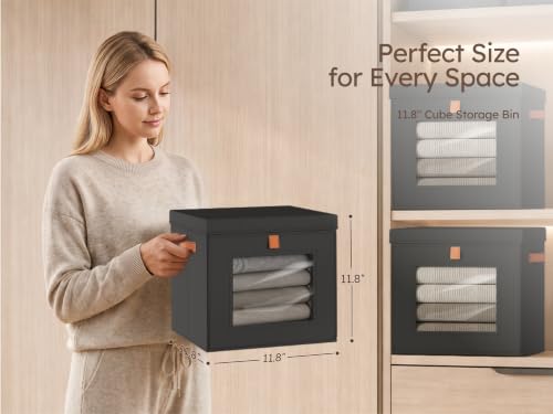 Image of Homsorout Cube Storage Bins with Lids - Front Opening, Clear Window, 4 Pack
