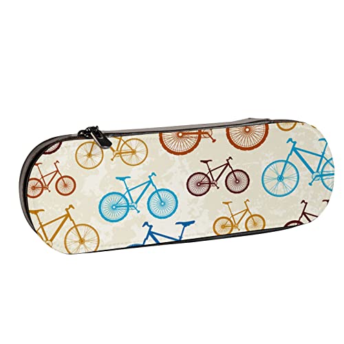 BEEOFICEPENG Trousse à Crayons, Jolies Fleurs de vélos rétro, Pochette à Crayons en Cuir, Sac à stylos, école de Bureau, boîte à Bijoux, boîte à pinceaux de Maquillage