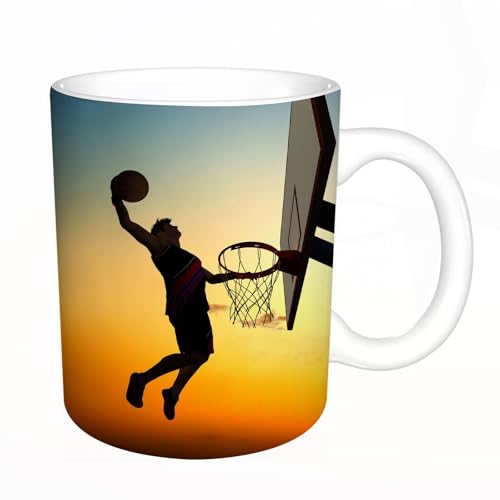 KDWJS Coffee Mug Funny Mug,Coloured Mug Cup Gift Birthday Work Office Christmas Printed Coffee Cup 11Oz Cups 330ml,White,Silhouette of Basketball Against The Sky. KDWJS Coffee Mug Funny Mug,Coloured Mug Cup Gift Birthday Work Office Christmas Printed Coffee Cup 11Oz Cups 330ml,White,Silhouette of Basketball Against The Sky.