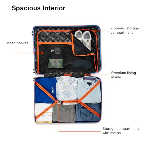 Image of Nasher Miles Jupiter Hard-Sided Polypropylene Check-in Luggage 28 inch | 75cm | 8 Wheels Large Trolley Bag for Travel | Suitcase (Peach)