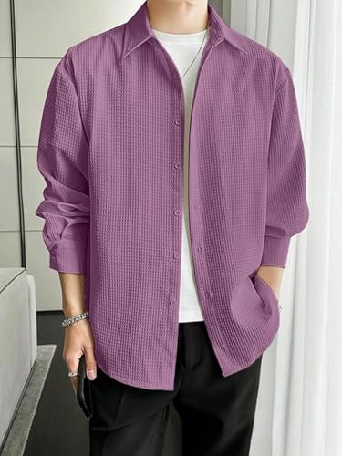 Image of Leriya Fashion Men's Formal Button Down Shirt - Slim Fit Shirt's for Men | Textured Long Sleeve Polycotton| Business & Meeting Ready (Available in Plus Size)