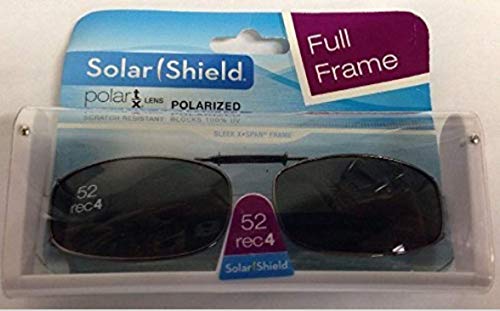 SOLAR SHIELD Clip-on Polarized Sunglasses Size 52 Rec 4 Black Full Frame NEW