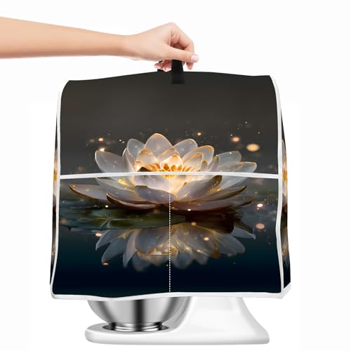Image of Kitchen Dust Cover Compatible with 4.5 5 6 8 quart Stand Mixer, Kitchen Appliance Protective Covers with Top Handle and Pocket (Lotus, For All 6-8 qt Mixer)