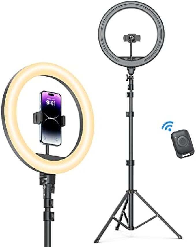 ?????? 13" Selfie Ring Light with Stand and Phone Holder, 63" Tripod for iPhone with Ring Light for YouTube/Tiktok, LED Ringlight for Make Up/ Zoom Meeting/Photography, Ring Lights for Vlogs
