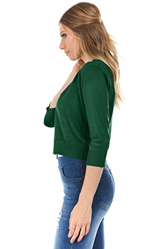 Image of Cielo Women's Soft Solid Open Front 3 /4 Sleeve Sweater Cardigan
