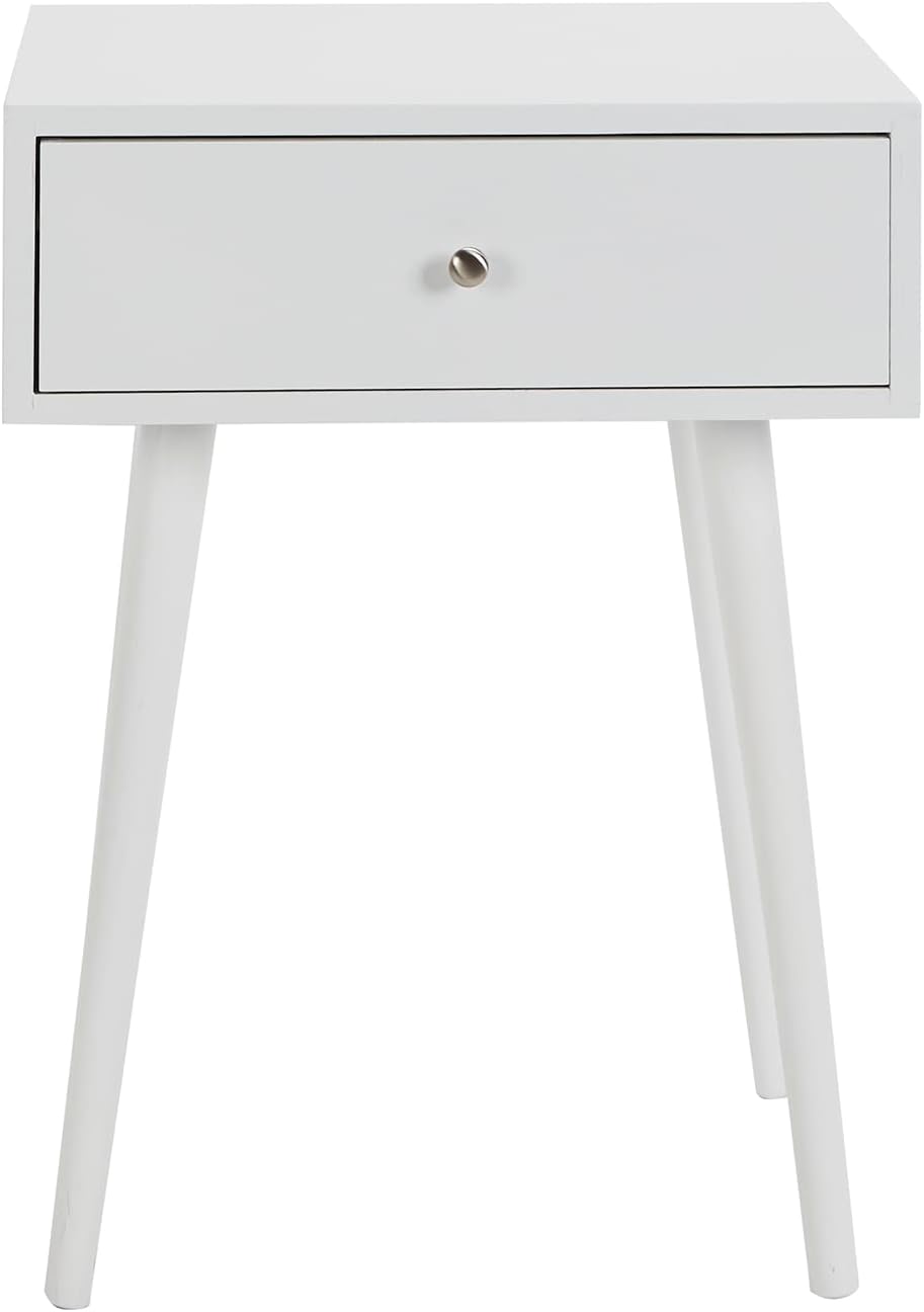 Decor Therapy Side Table with 1-Drawer, Modern Design, Easy Assemble, White - (23.5" x 17.75" x 13.75")