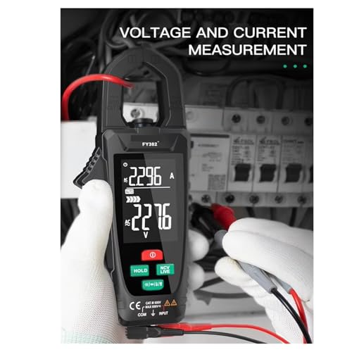 Multímetro de pinza digital FY382 con función True RMS, rango automático, medición de voltaje AC/DC, corriente AC, temperatura, capacitancia, ohmios y frecuencia miniatura 4