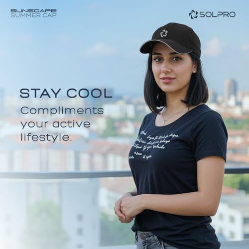 Image of Solpro Sunscape Unisex Polyester Cap | Lightweight & Breathable | Portable Sun Protection for Sports, Travel & Everyday Wear | Adjustable Velcro Strap