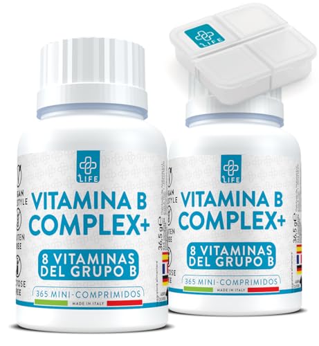 Vitamina B Complex 730 Comprimidos PiùLife, 2 Años De Complejo B Completo Con Vitamina B1, B2, B3 Niacina, B5, B6, B7 Biotina, B9 Acido Folico Y B12, Energía, Vitaminas Para El Cansancio, Vegano