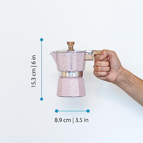 Grosche Milano Moka Pot, Stovetop Espresso Maker, Greca Coffee Maker, Stovetop Coffee Maker And Espresso Maker Percolator (Pink, 3 Cup) #TOP4