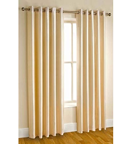 Image of Polyester Eyelet Long Door Curtain, Solid Plain Light Filtering Curtain for Bedroom, Living Room & Home Office, 9 Feet (108 x 48 Inch), Cream, Pack of 4
