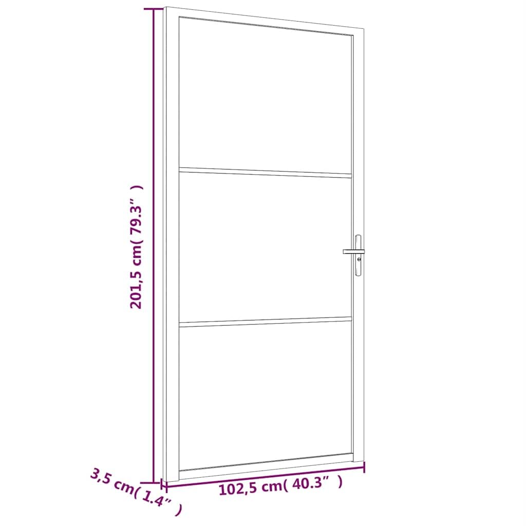 vidaXL Porte Intérieure Porte Vitrée Porte à Panneaux Chambre à Coucher Salle de Bain Maison 102,5x201,5 cm Noir Verre Mat et Aluminium