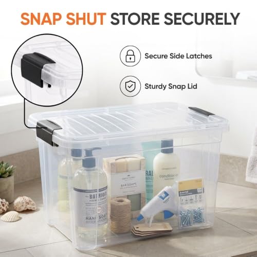 Image of Superio Clear Storage Boxes with Lids, 8.75 Quart Plastic Container Bins for Organizing, Stackable Crates, BPA Free, Non Toxic, Odor Free, Organizers for Home, Office and Dorm, 6 Pack